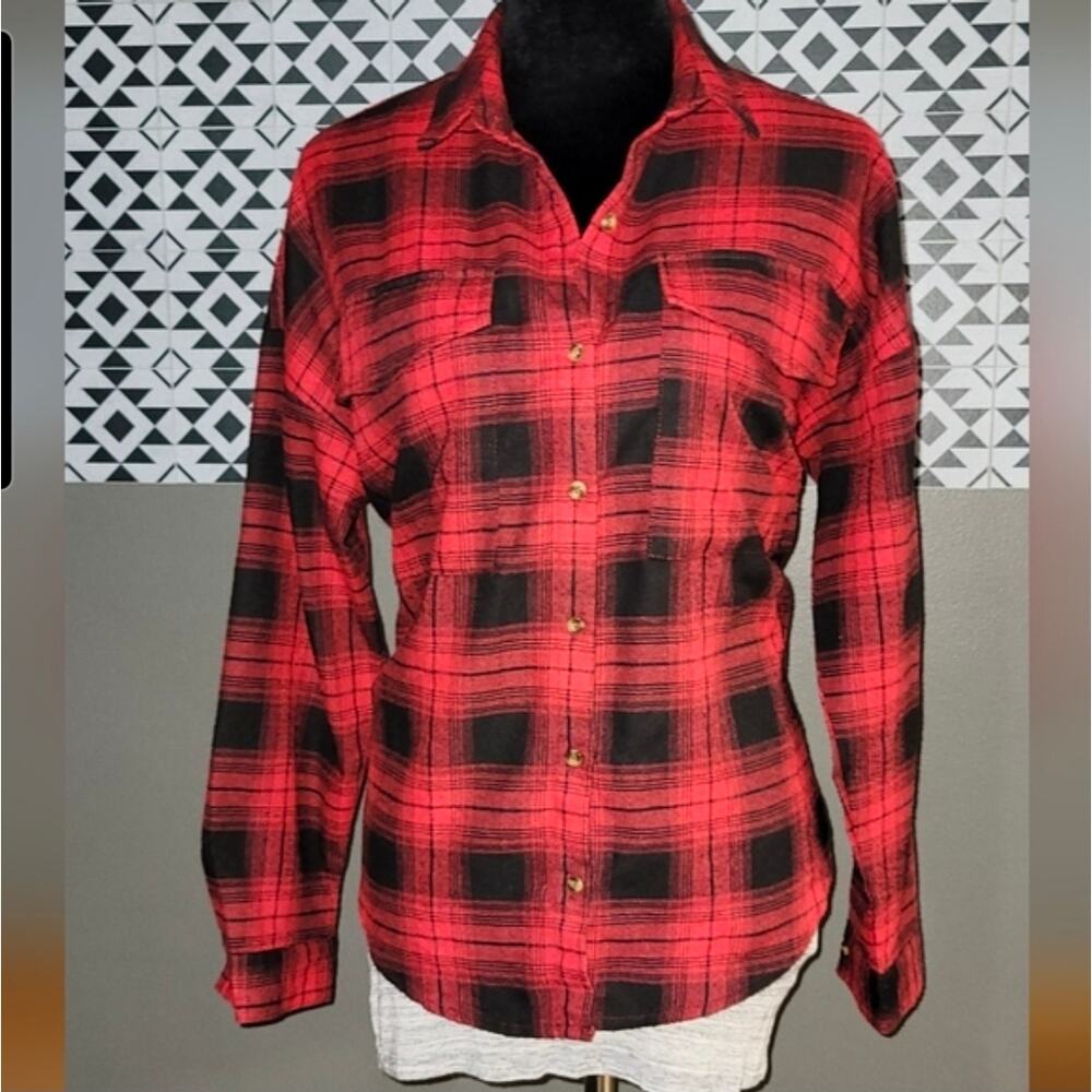 Women's Spoon Jeans Red Buffulo Check Plaid Flannel Size Medium